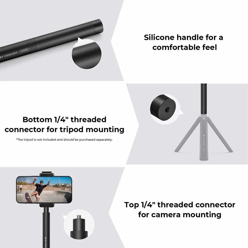 K&F Concept MS07 aliuminis 153 cm monopodas–selfie lazda su 1/4" sriegiu