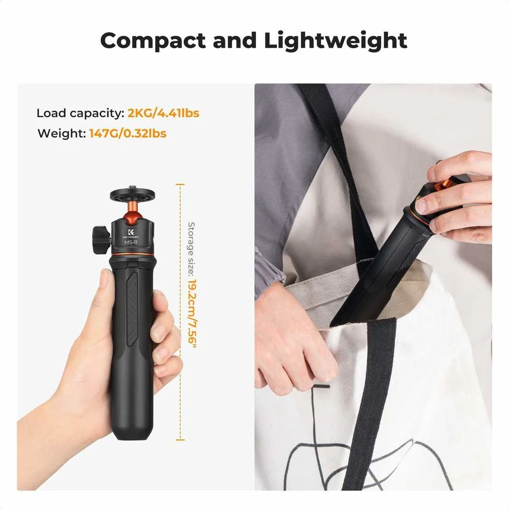 K&F Concept MS11 60 cm aliuminio selfie lazda–trikojis su Bluetooth pulteliu, telefonams ir veiksmo kameroms