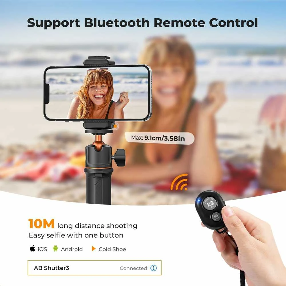 K&F Concept MS11 60 cm aliuminio selfie lazda–trikojis su Bluetooth pulteliu, telefonams ir veiksmo kameroms