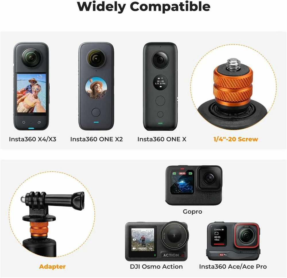 K&F CONCEPT MS21 trikojis, asmenukių lazda Insta360 ir veiksmo kameroms, 120 cm