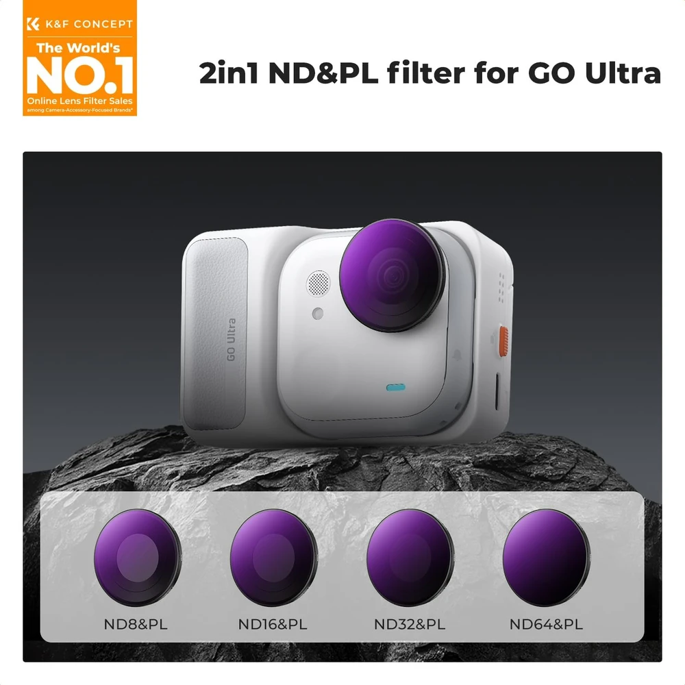 K&F CONCEPT ND/PL filtrų rinkinys Insta360 Go Ultra kamerai, ND8–ND64, SKU.1673
