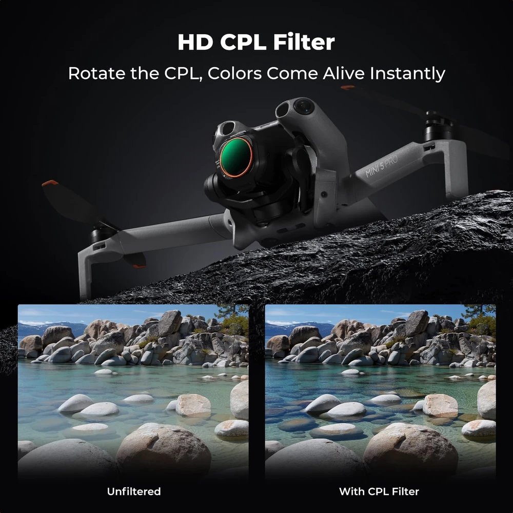 K&F CONCEPT ND/PL ir CPL filtrų rinkinys DJI Mini 5 Pro dronui, 6 vnt., SKU.1676