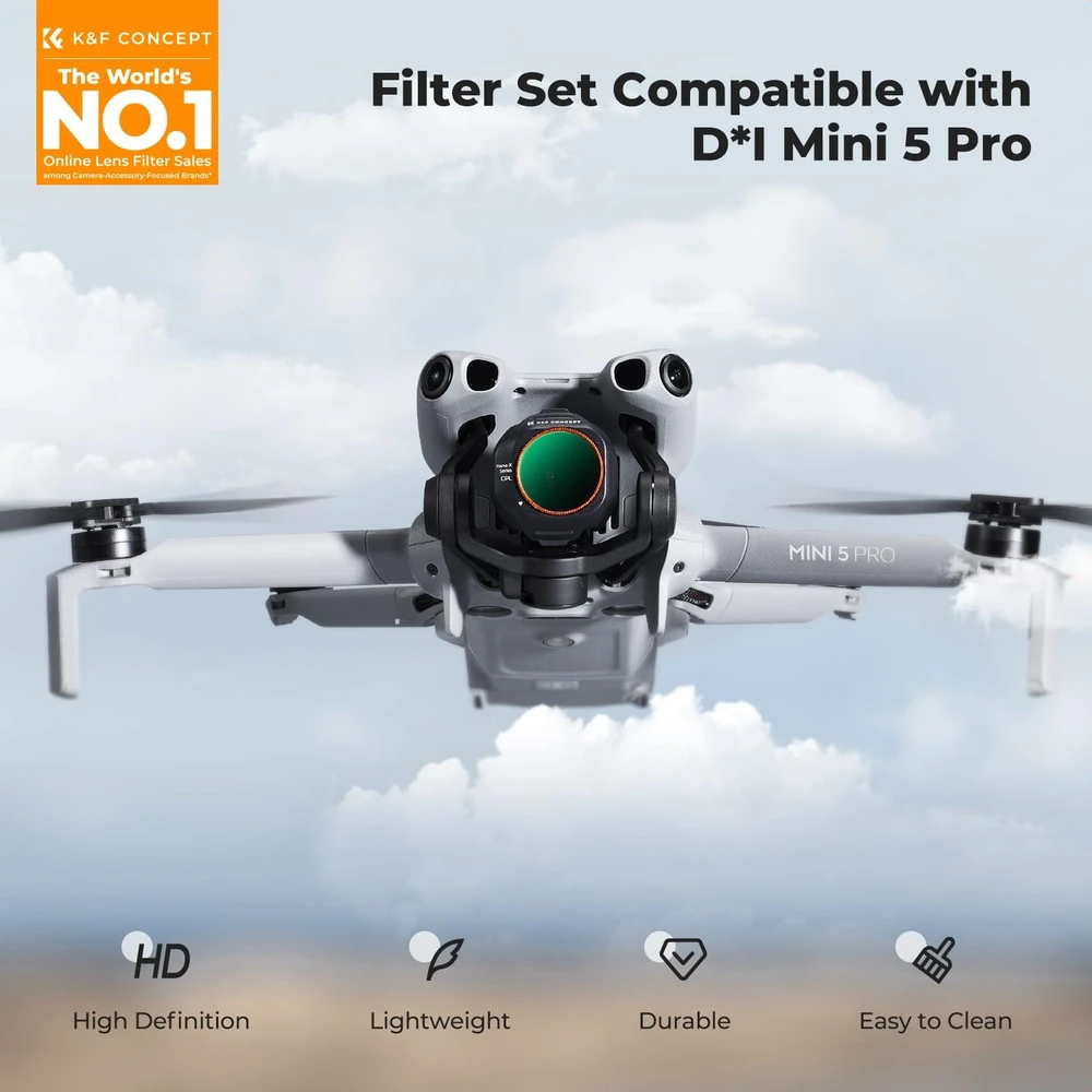 K&F CONCEPT ND/PL ir CPL filtrų rinkinys DJI Mini 5 Pro dronui, 6 vnt., SKU.1676
