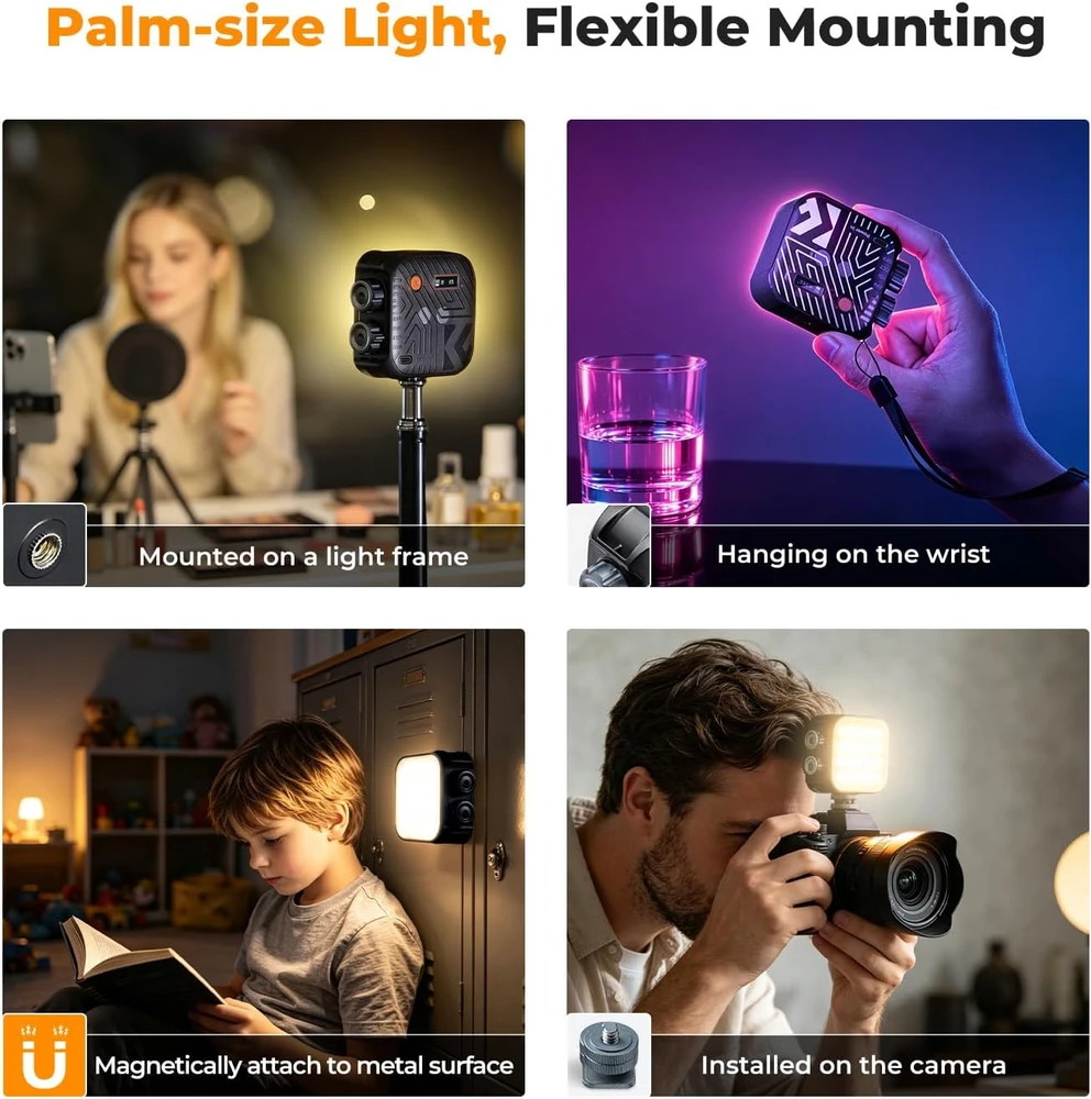 K&F CONCEPT nešiojama RGB LED vaizdo lempa 60 LED, 2500–9900 K, USKF34.036