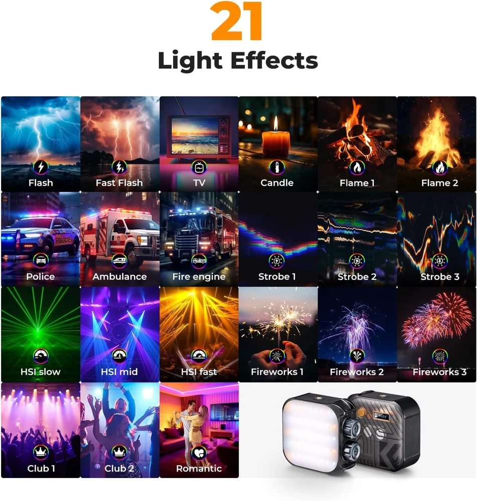 K&F CONCEPT nešiojama RGB LED vaizdo lempa 60 LED, 2500–9900 K, USKF34.036