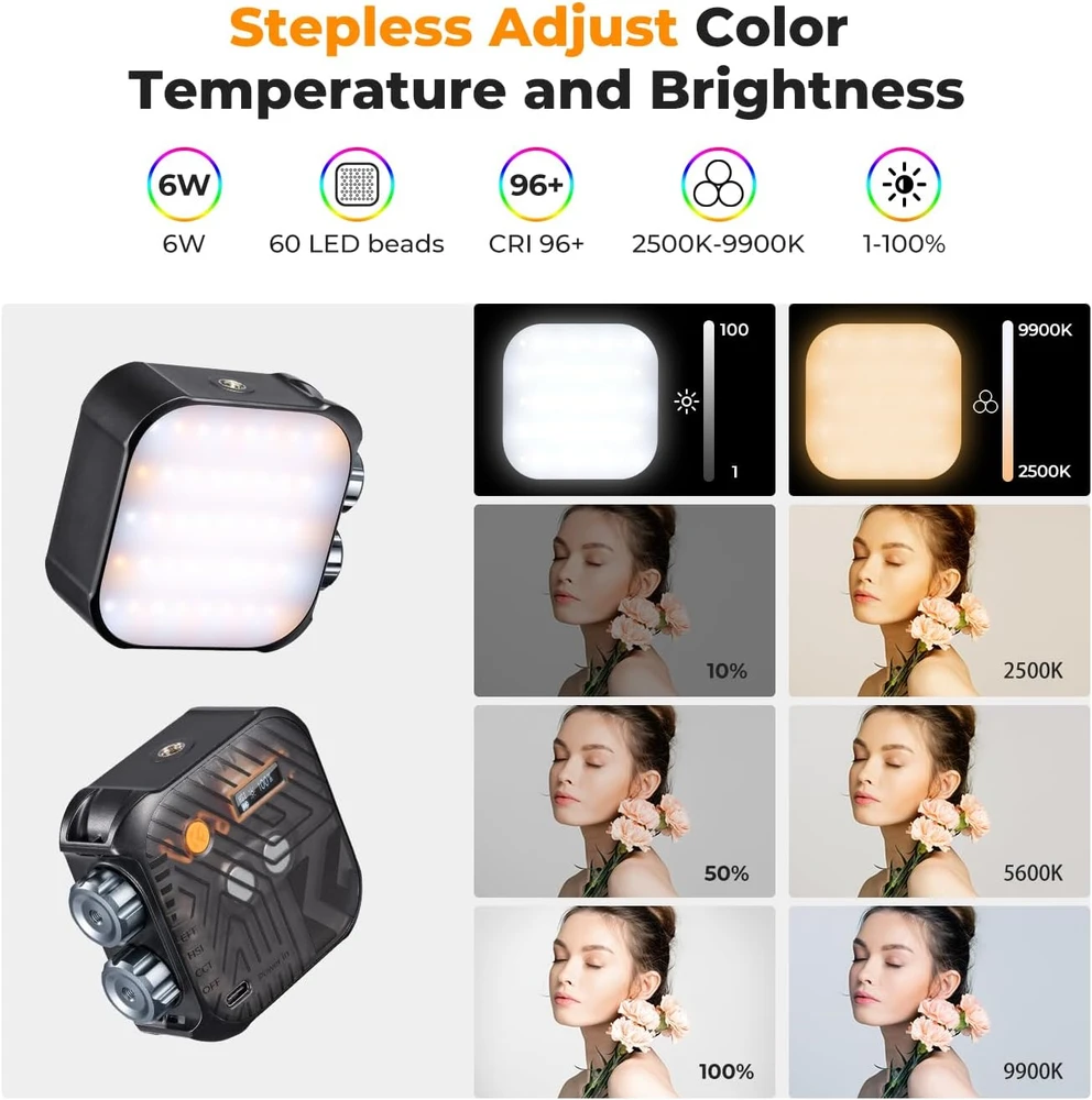 K&F CONCEPT nešiojama RGB LED vaizdo lempa 60 LED, 2500–9900 K, USKF34.036