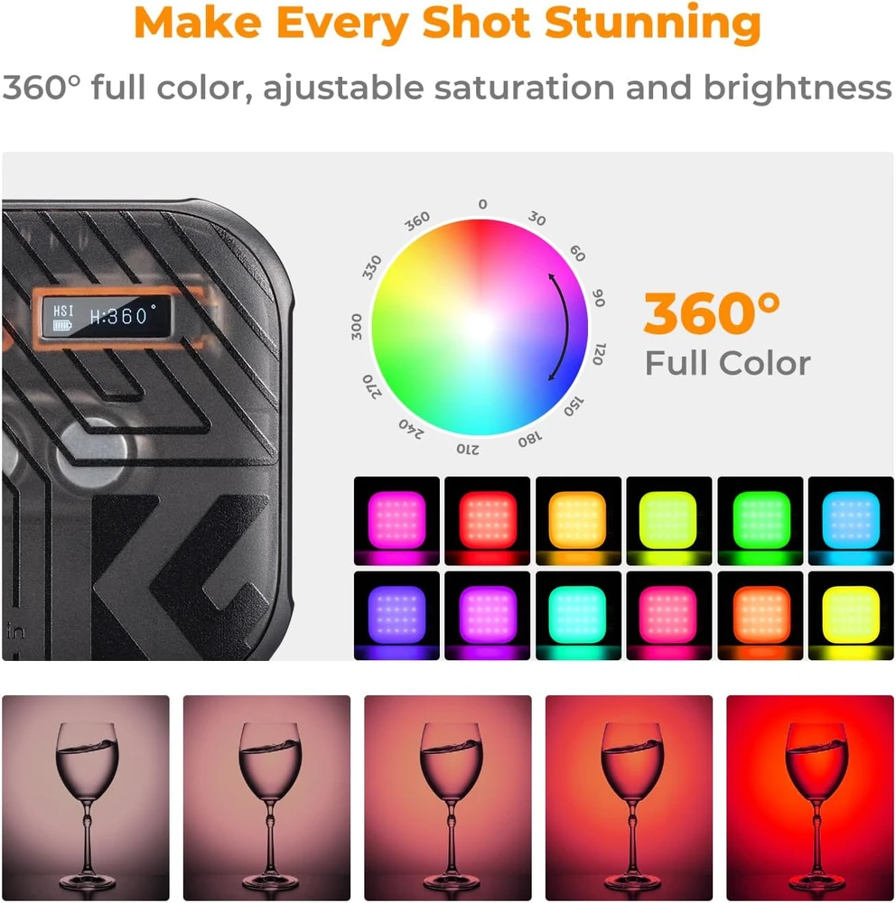 K&F CONCEPT nešiojama RGB LED vaizdo lempa 60 LED, 2500–9900 K, USKF34.036
