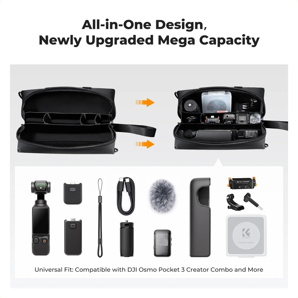 K&F CONCEPT nešiojimo krepšys DJI Osmo Pocket 3, atsparus vandeniui, KF13.200