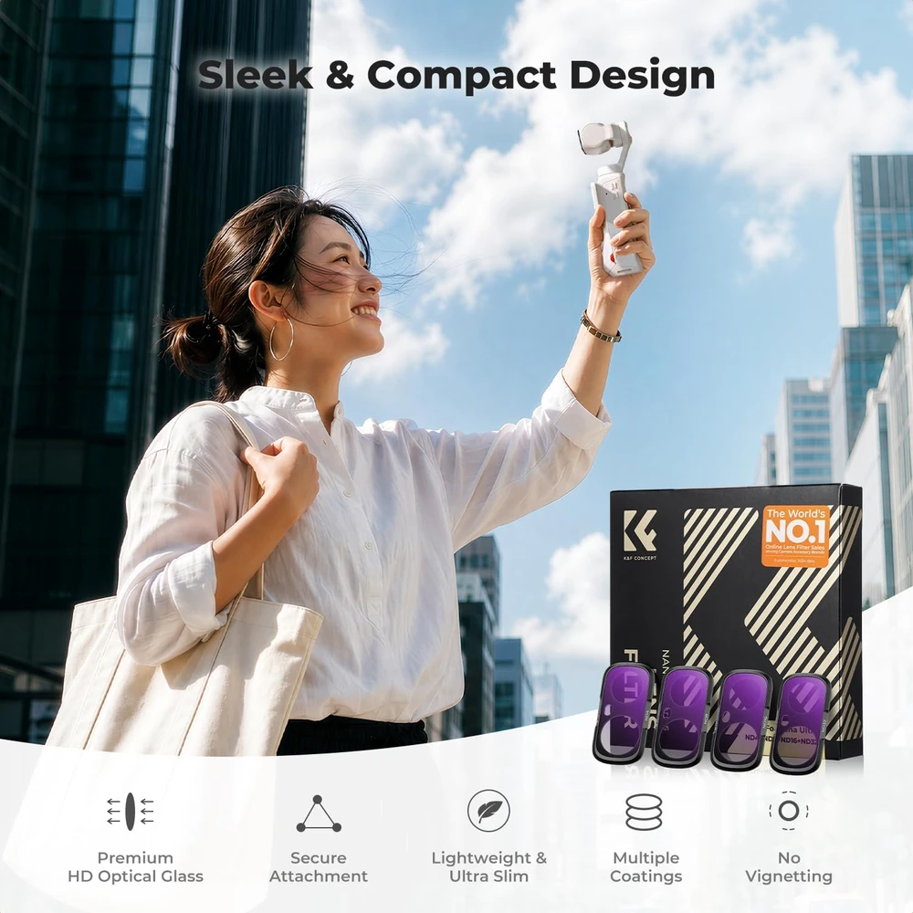 K&F CONCEPT neutralaus tankio filtrų rinkinys Insta360 Luna Ultra ND4–ND32 FI061