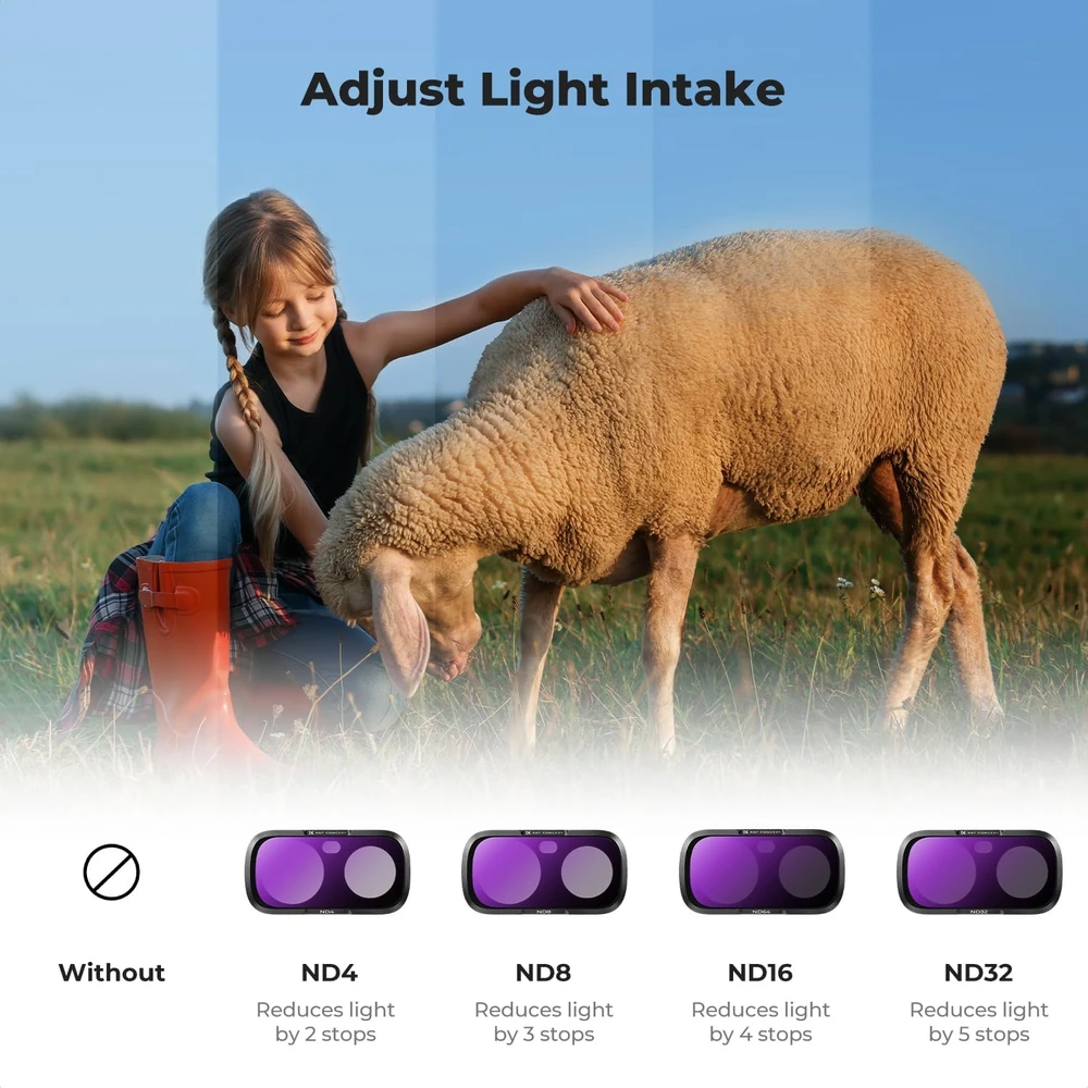 K&F CONCEPT neutralaus tankio filtrų rinkinys Insta360 Luna Ultra ND4–ND32 FI061