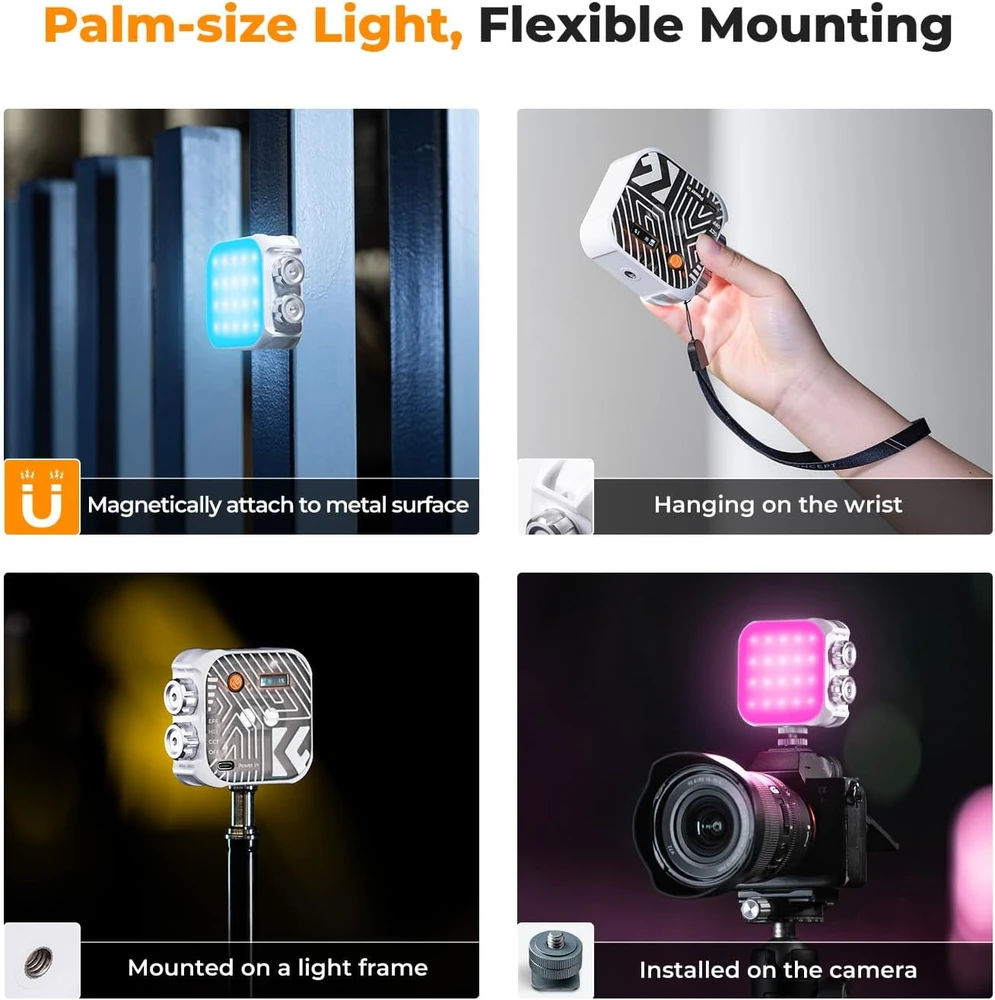 K&F CONCEPT RGB LED vaizdo lempa 2500–9900 K, CRI 96+, 21 efektas, USKF34.036V1