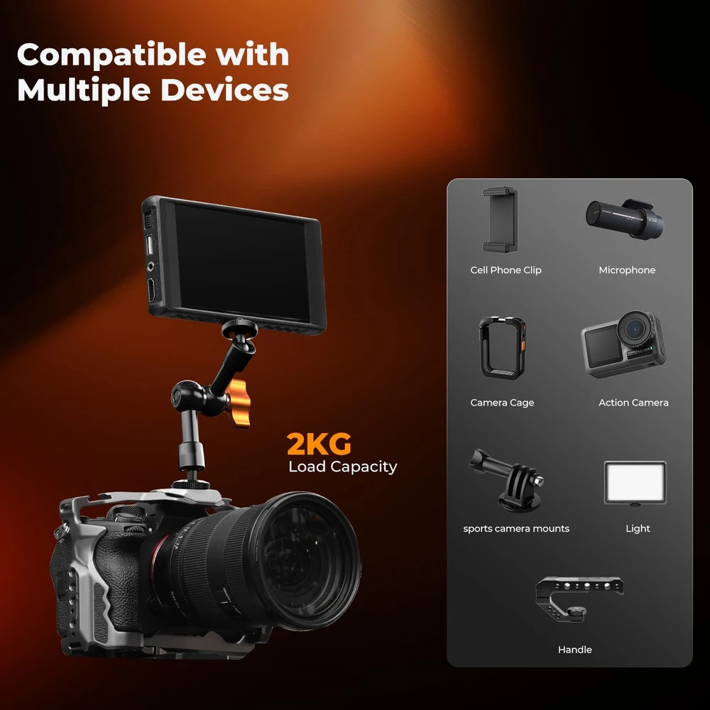 K&F CONCEPT šarnyrinė laikiklio rankena su spaustuku monitoriui, 15,2 cm, KF31.131