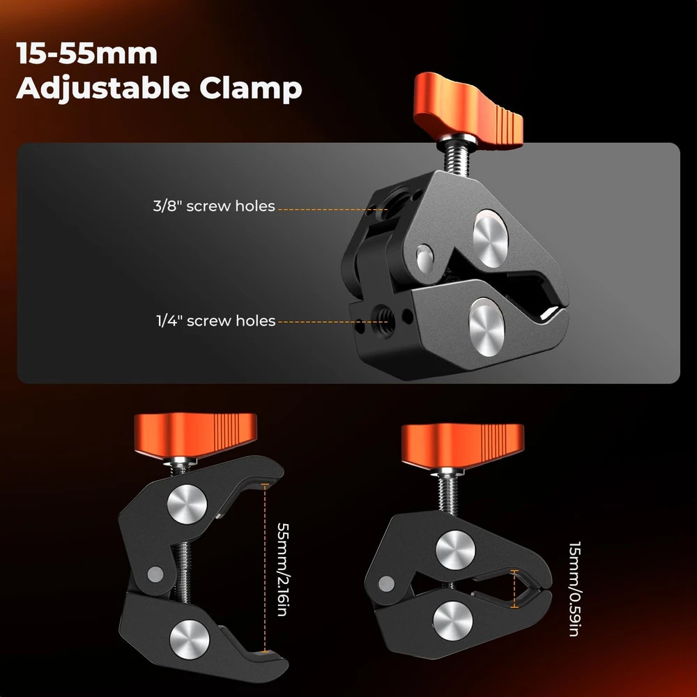 K&F CONCEPT šarnyrinė tvirtinimo rankena su spaustuku, 24,9 cm, iki 2kg, KF31.131