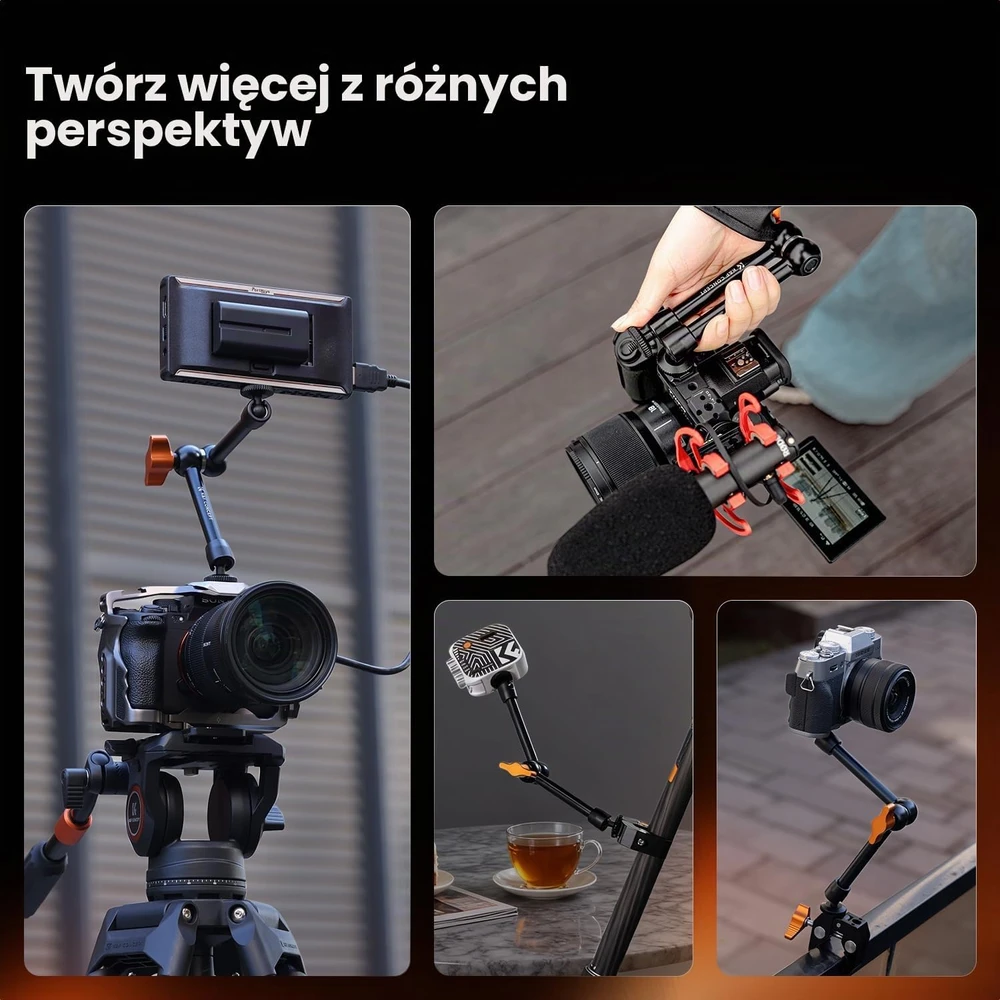 K&F CONCEPT šarnyrinė tvirtinimo rankena su spaustuku, 24,9 cm, iki 2kg, KF31.131