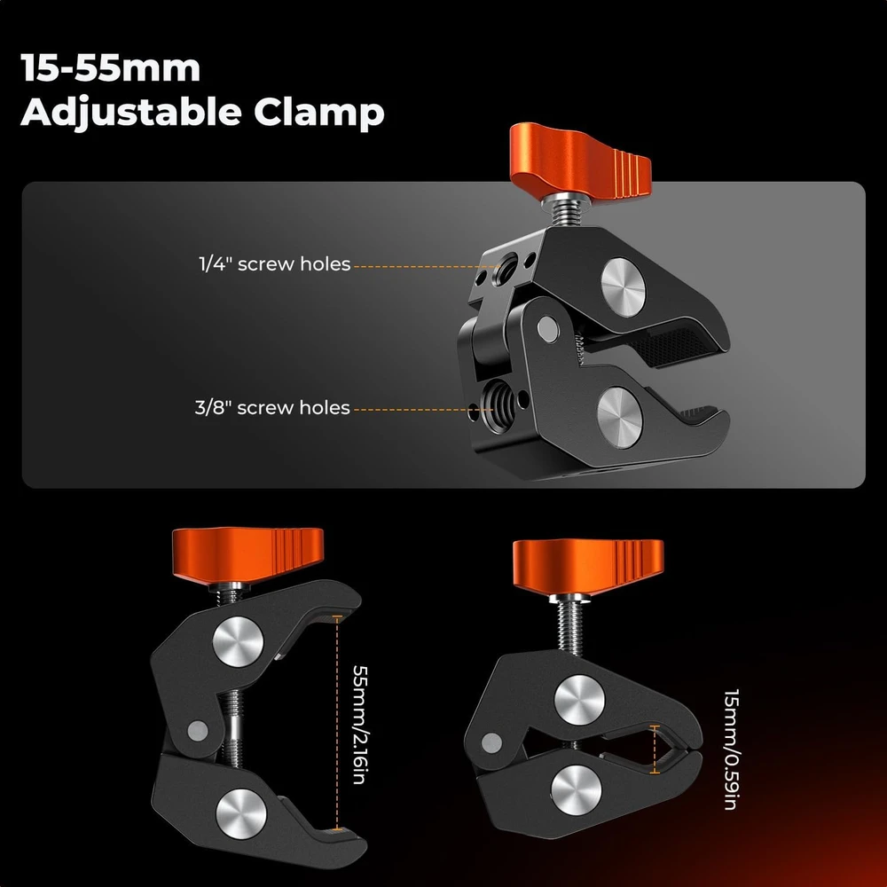 K&F CONCEPT šarnyrinis kameros laikiklis su spaustuku, iki 2kg, KF31.131S3