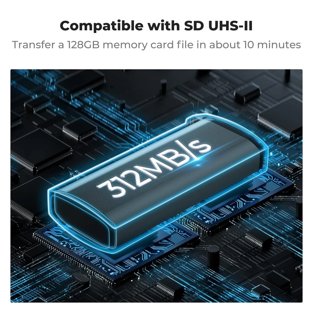 K&F Concept SD kortelių skaitytuvas 2 viename su USB-C ir USB-A, 12 lizdų, juodas KF31.190