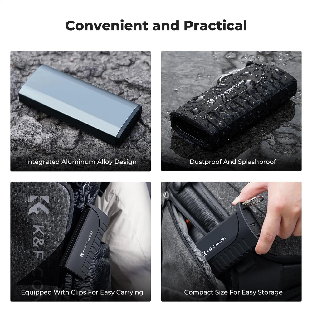 K&F Concept SD kortelių skaitytuvas 2 viename su USB-C ir USB-A, 12 lizdų, juodas KF31.190
