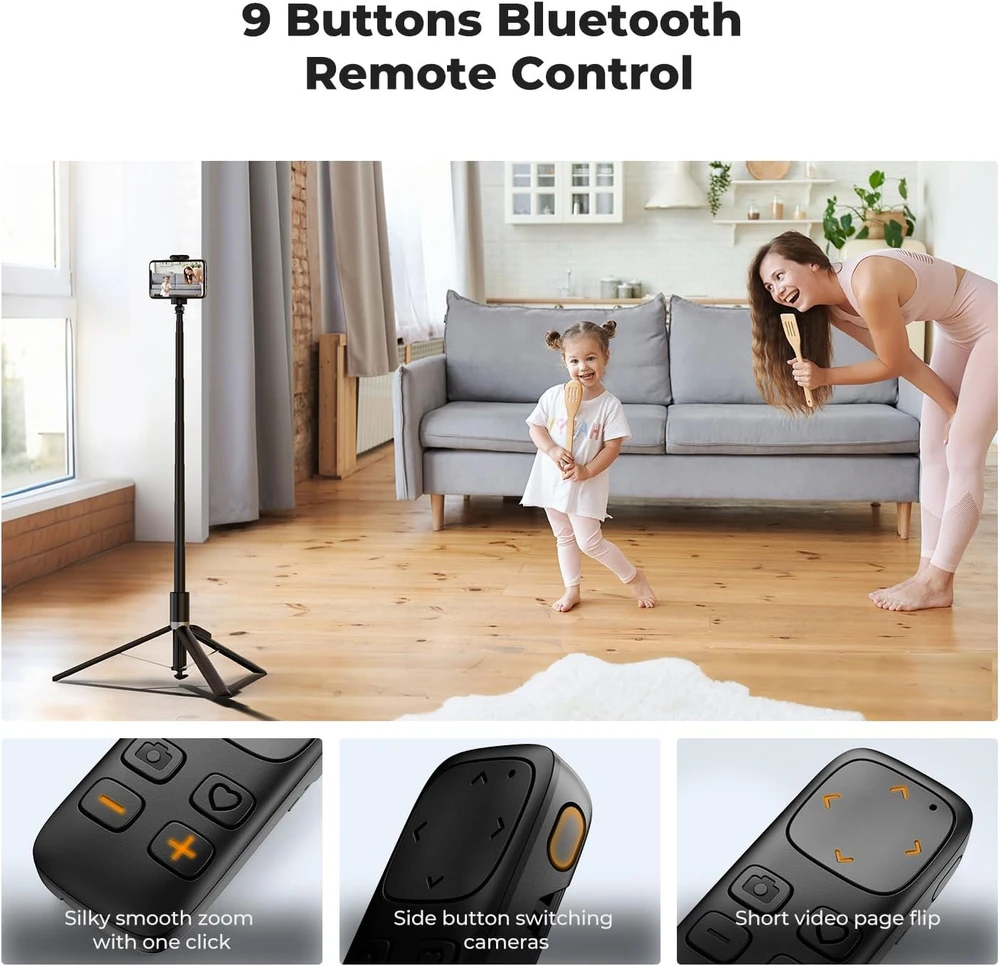 K&F CONCEPT telefono trikojis su asmenukių lazdele, 175 cm, Bluetooth pulteliu, KF15.0002V1