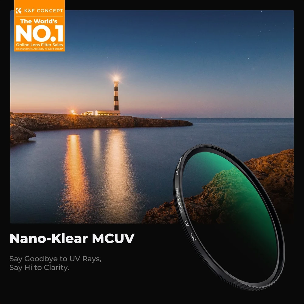 K&F CONCEPT UV objektyvo filtras 67 mm su nano danga, plonas 3 mm KF01.K67V2