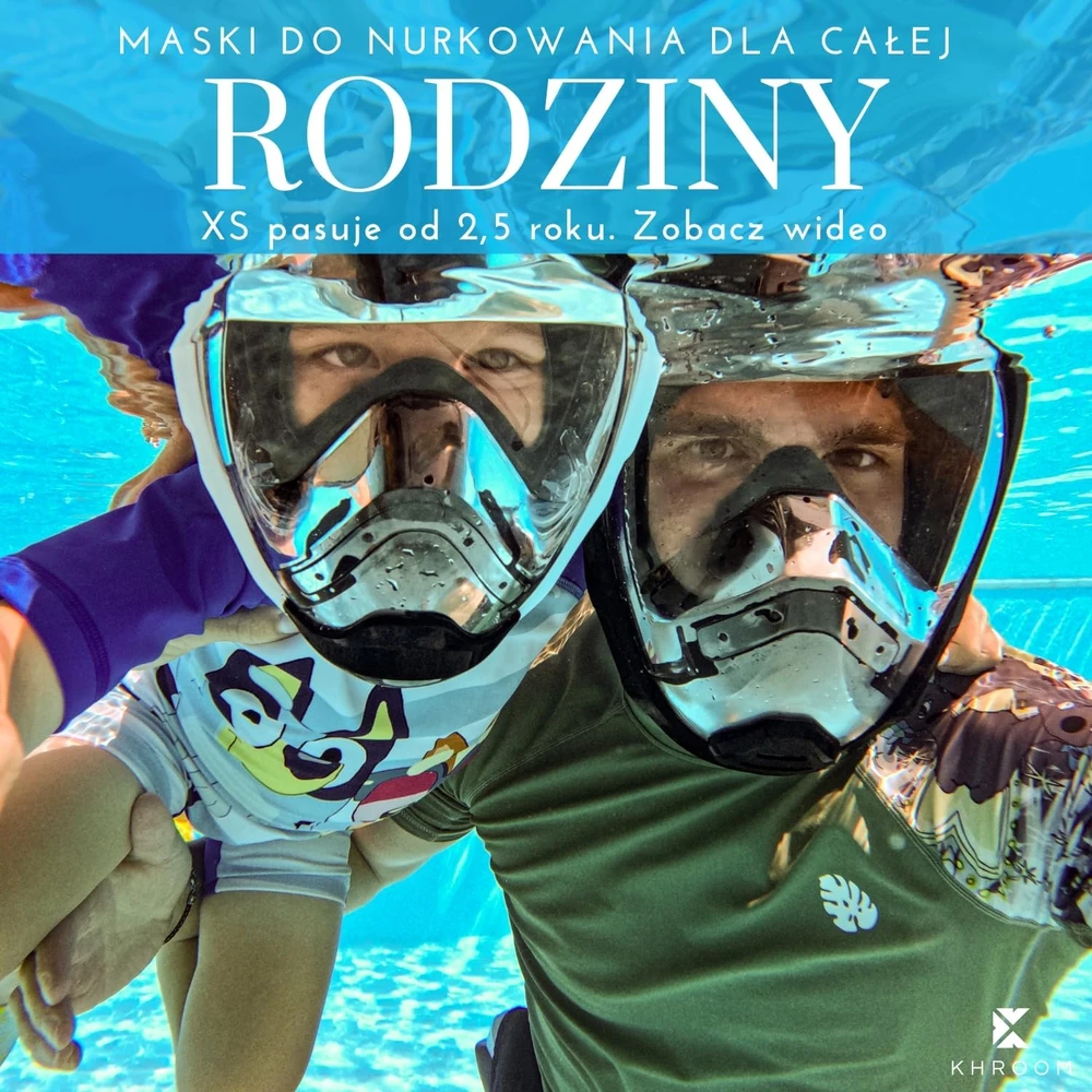 Khroom pilno veido nardymo kaukė Seaview Y, L/XL dydis, mėlyna, su minkštu dėklu