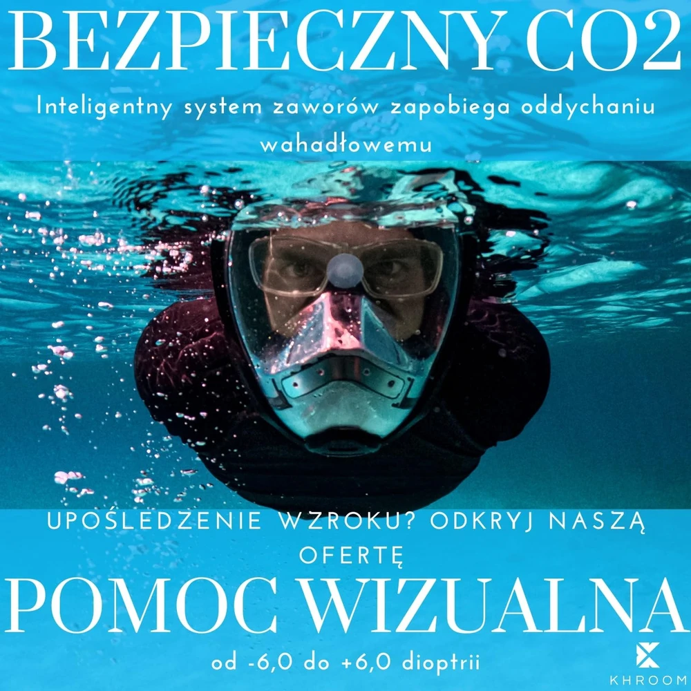 Khroom pilno veido nardymo kaukė Seaview Y, L/XL dydis, mėlyna, su minkštu dėklu