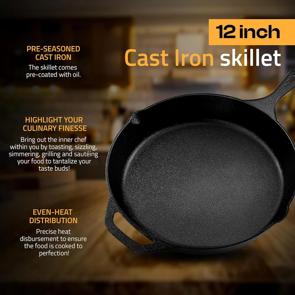 KICHLY ketinė grilio keptuvė, 30,5 cm, iki 650°C, juoda, EU0309