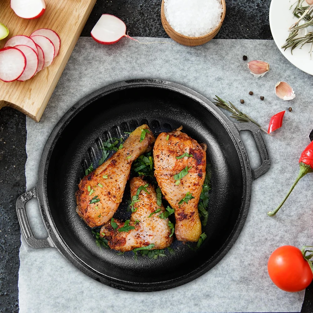 Kichly žalias olandiškas puodas 4,7 l su ketaus dangčiu grilinimui, dvigubos paskirties, juodas KY01495US