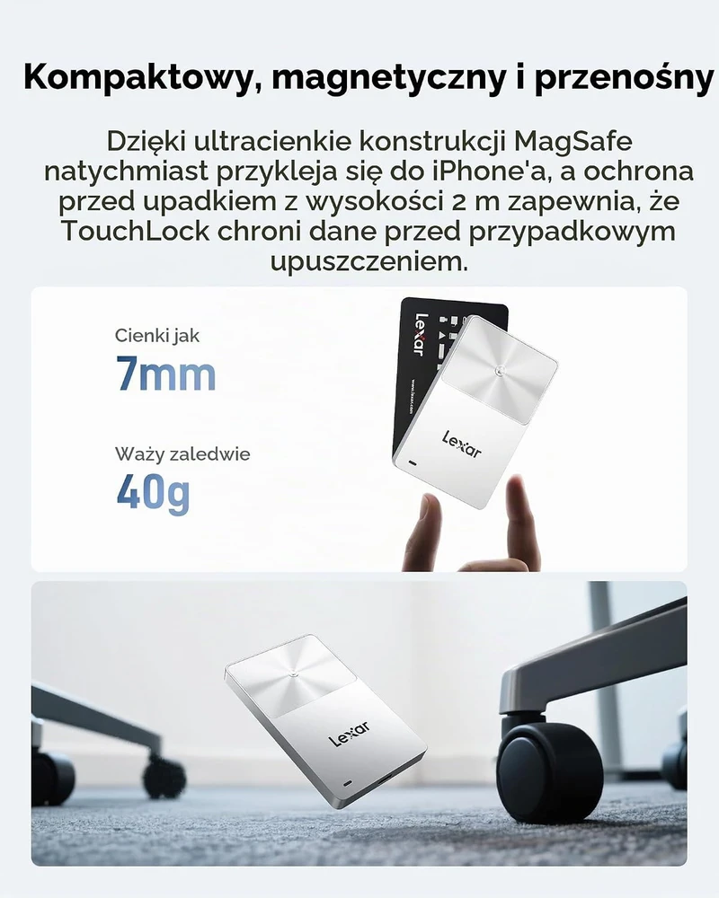 Kietasis diskas Lexar TouchLock išorinis 1 TB SSD su USB 3.2 Gen 2 ir NFC autentifikavimu, 0843367143399