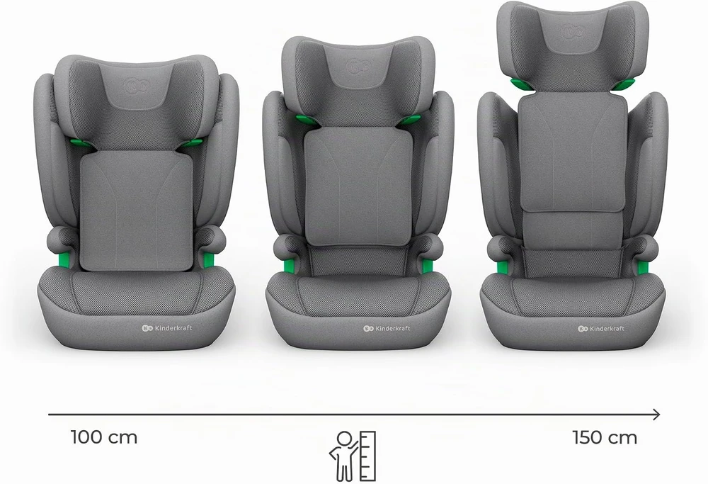 Kinderkraft automobilinė kėdutė 100–150 cm su ISOFIX JUNIOR FIX 2 PRO KCJUFI20GRY000N