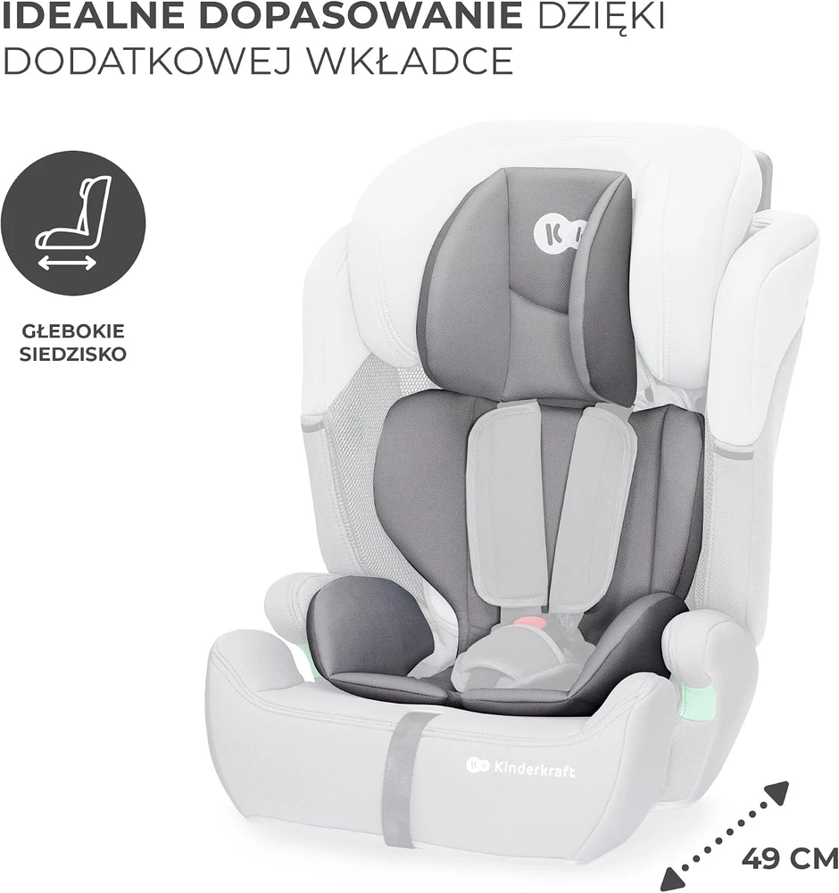 KINDERKRAFT automobilinė kėdutė COMFORT UP i-Size, pilkos spalvos, KCCOUP02GRY0000