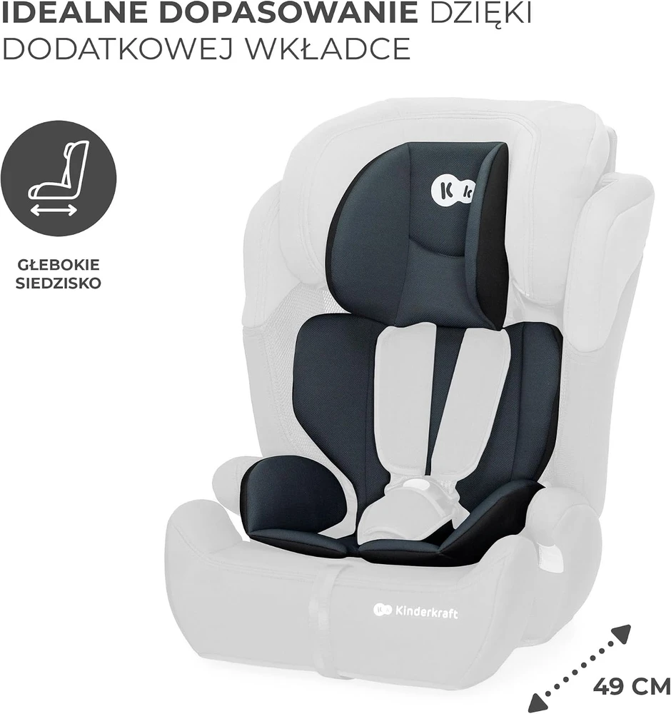 KINDERKRAFT automobilinė kėdutė COMFORT UP i-Size, juodos spalvos, KCCOUP02BLK0000