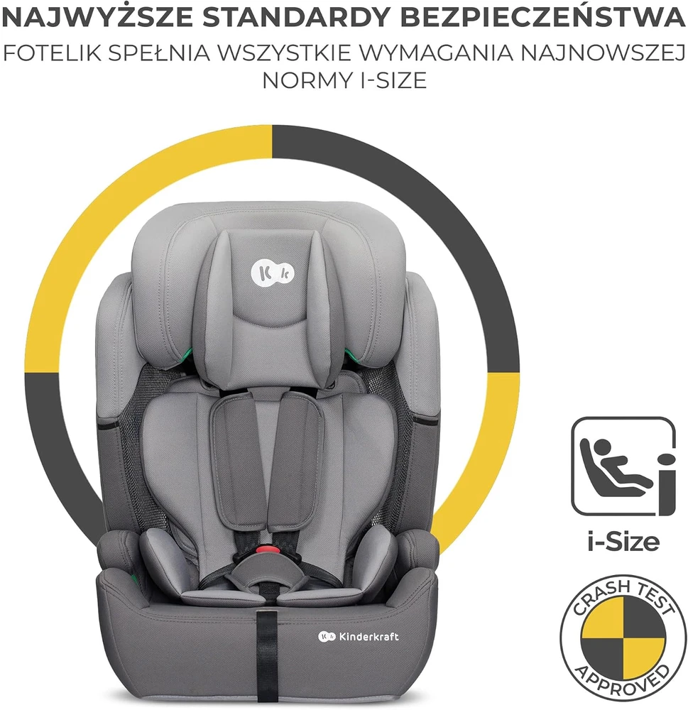 KINDERKRAFT automobilinė kėdutė COMFORT UP i-Size, pilkos spalvos, KCCOUP02GRY0000