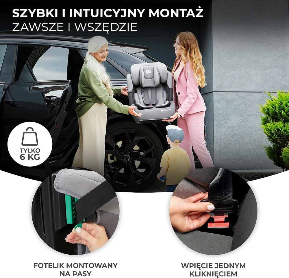 KINDERKRAFT automobilinė kėdutė COMFORT UP i-Size, pilkos spalvos, KCCOUP02GRY0000