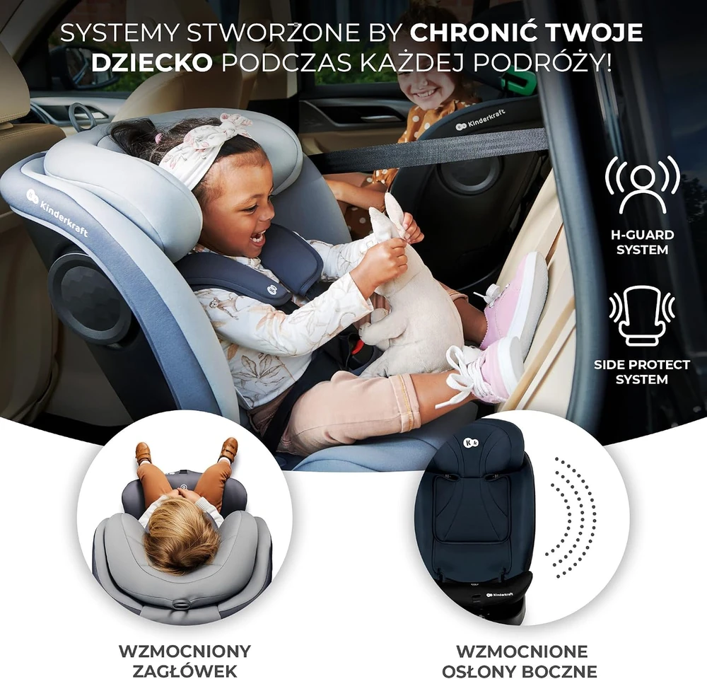 Kinderkraft automobilinė kėdutė I-GROW i-Size 40-150cm Juodas KCIGRO00BLK0000
