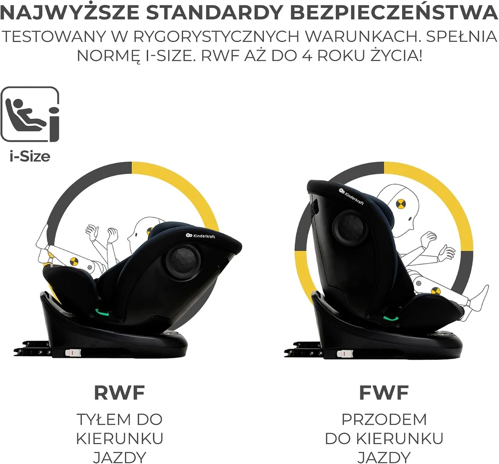 Kinderkraft automobilinė kėdutė I-GROW i-Size 40-150cm Juodas KCIGRO00BLK0000