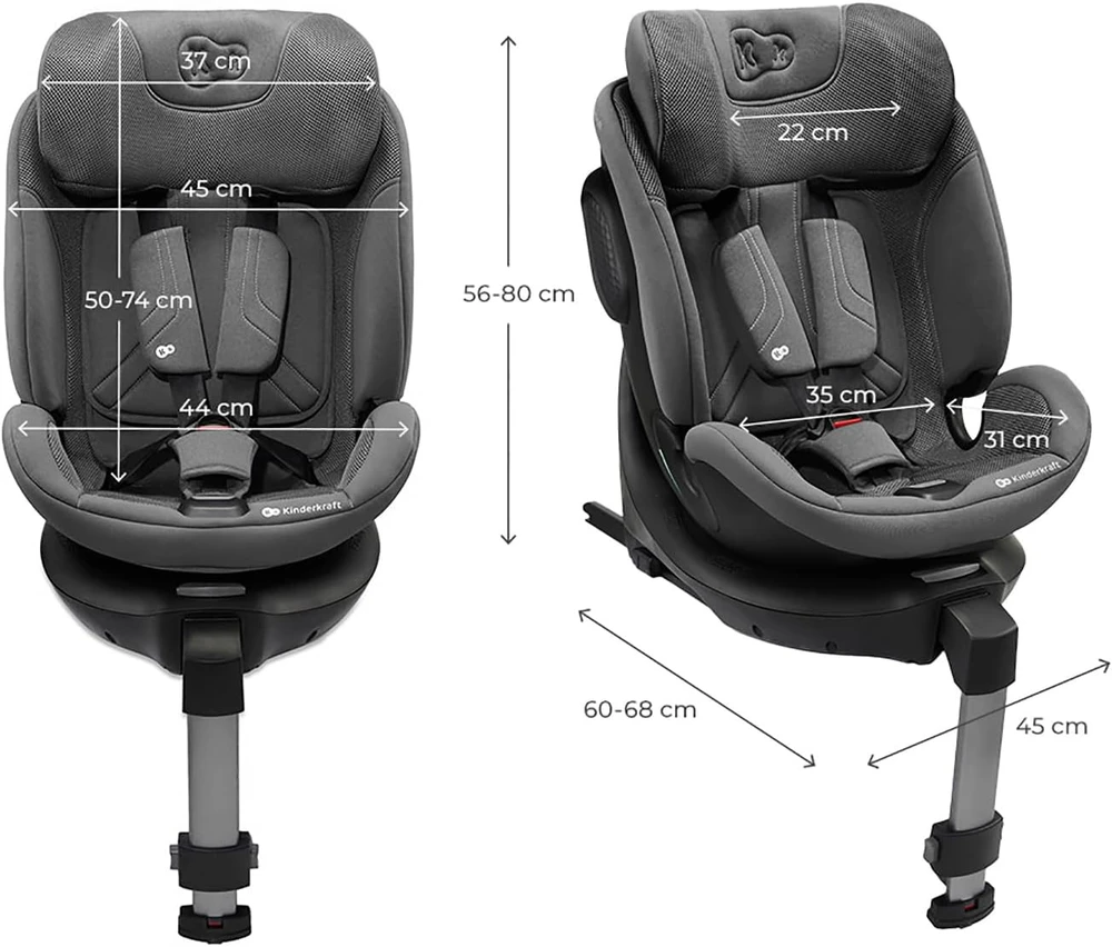 KINDERKRAFT automobilinė kėdutė XPRIDER 2 i-Size, 40-150 cm, pilkas, KCXRID02GRY0000