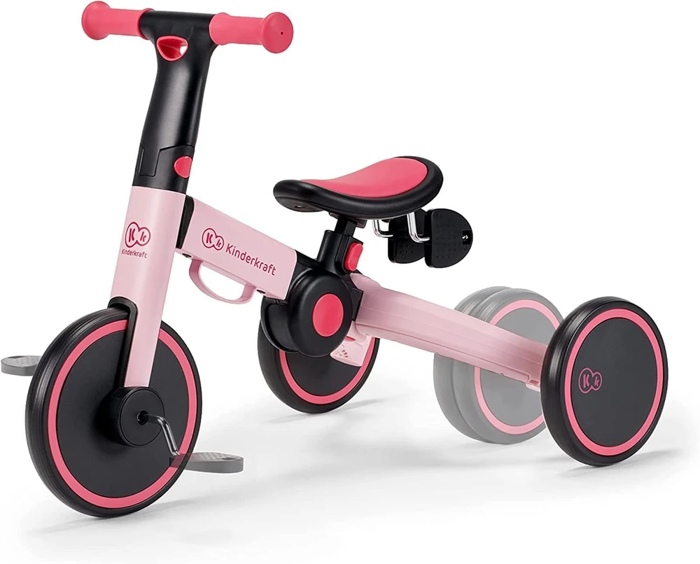 Kinderkraft sulankstomas vaikiškas triratukas 3 viename 4TRIKE KR4TRI00PNK0000, rožinis