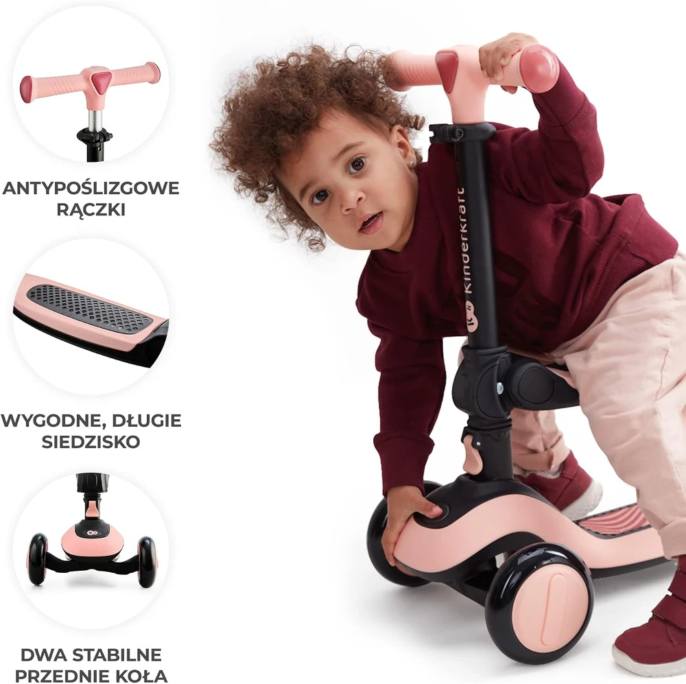 Vaikiškas Paspirtukas - Kinderkraft Halley Rožinis