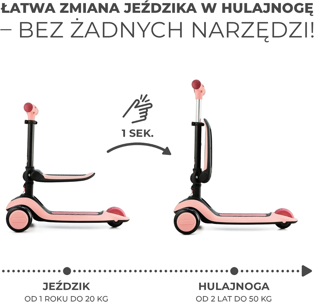 Vaikiškas Paspirtukas - Kinderkraft Halley Rožinis