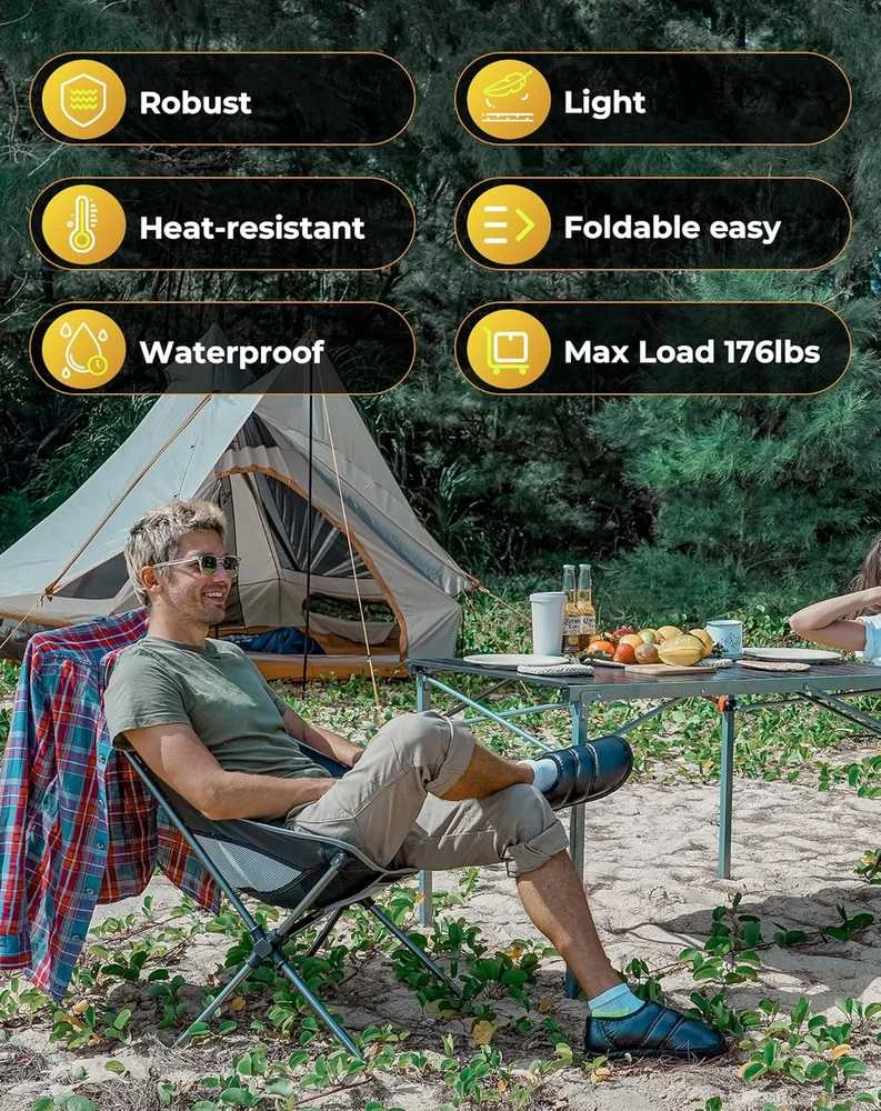 King Camp KingCamp sulankstomas kempingo stalas, 107 × 70 × 70 cm, aliuminis ir plienas, 80 kg, KC3866