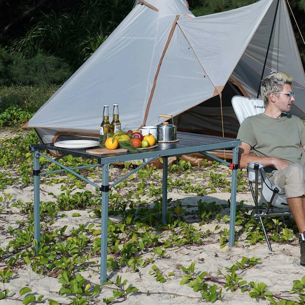 King Camp KingCamp sulankstomas kempingo stalas, 107 × 70 × 70 cm, aliuminis ir plienas, 80 kg, KC3866