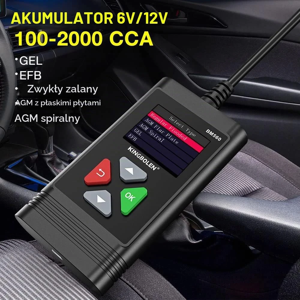 KINGBOLEN automobilio akumuliatoriaus testeris, 6 V ir 12 V, 100–2000 CCA, KBL560