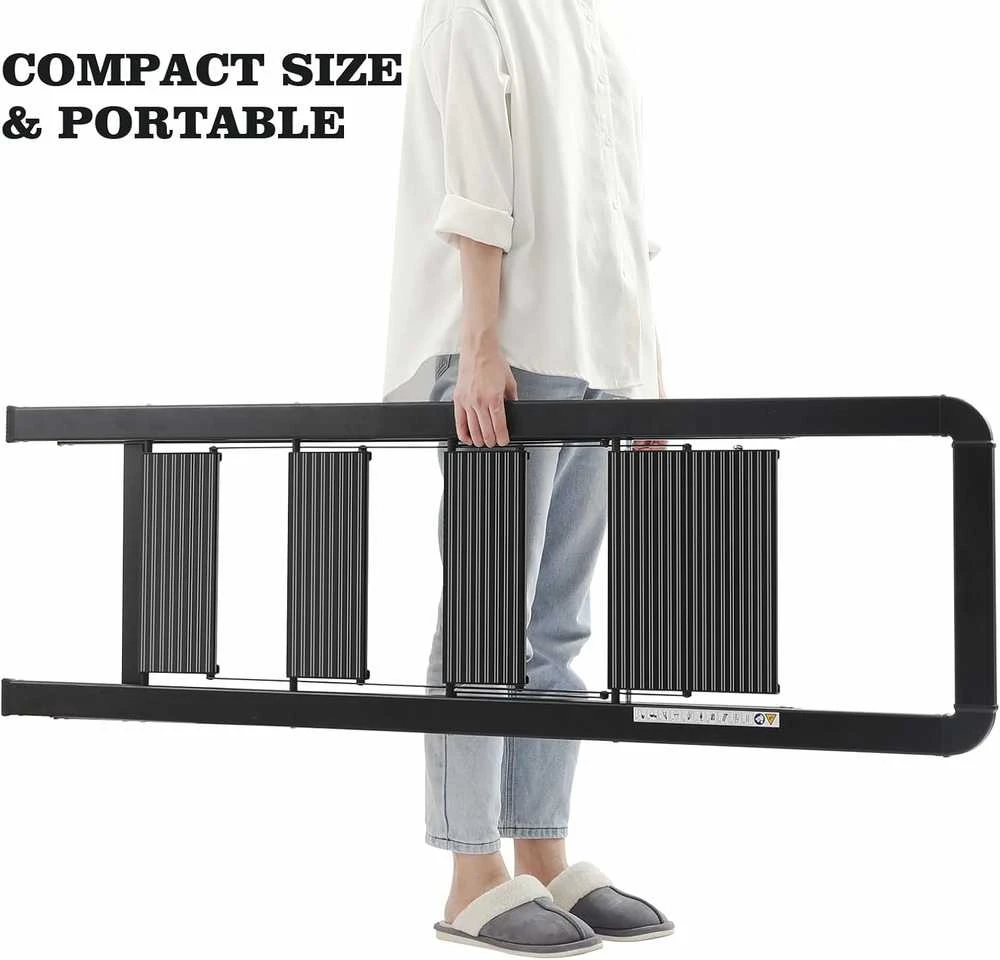 KINGRACK aliuminė keturių laiptelių sulankstoma kopėčių taburetė su porankiu, juoda, 150 kg