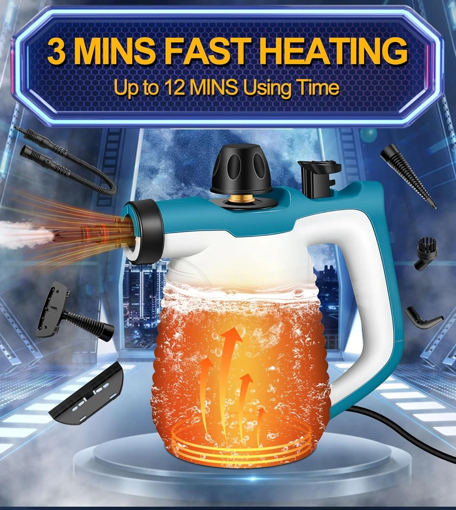 KingSom rankinis garinis valytuvas 1050 W, 3 bar, 350 ml su 10 priedų JQ388