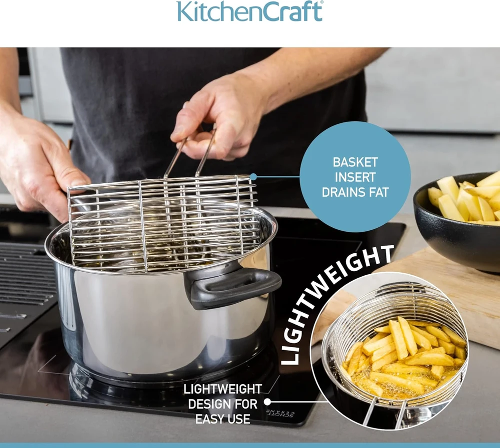 Kitchen Craft KitchenCraft gruzdintuvės puodas su krepšeliu ir dangčiu, indukcinėms kaitlentėms, KCCHIPLRG