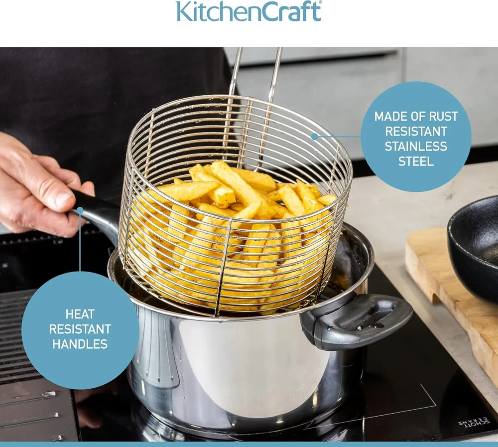 Kitchen Craft KitchenCraft gruzdintuvės puodas su krepšeliu ir dangčiu, indukcinėms kaitlentėms, KCCHIPLRG