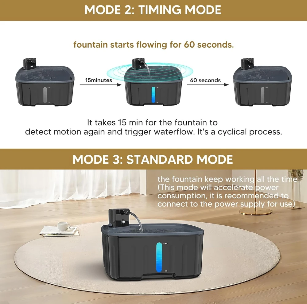 Kittyspout automatinė 8 l talpos gyvūnų gertuvė su judesio jutikliu, baterija 5000 mAh, filtru, tylia pompa