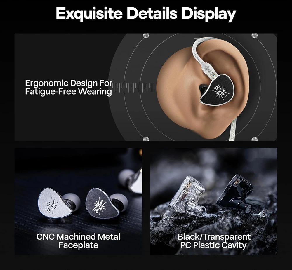Kiwi Ears į ausis įdedamos laidinės Hi-Fi ausinės su 10 mm DLC keitikliu Belle