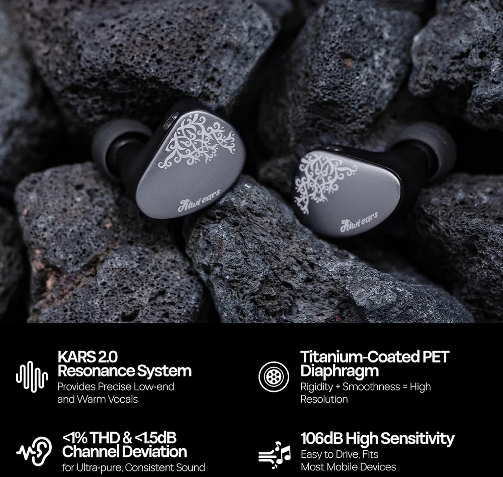 Kiwi Ears į ausis įdedamos laidinės IEM ausinės su mikrofonu, 10 mm, Cadenza II