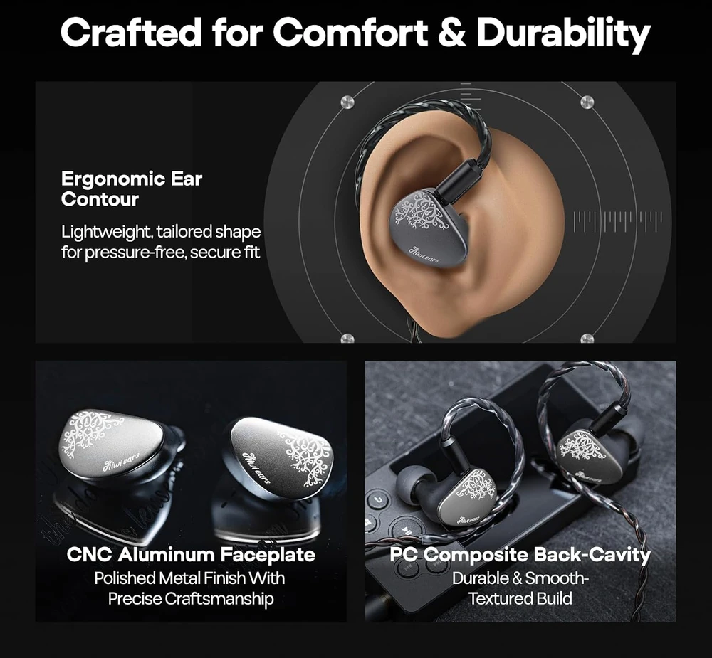 Kiwi Ears į ausis įdedamos laidinės IEM ausinės su mikrofonu, 10 mm, Cadenza II